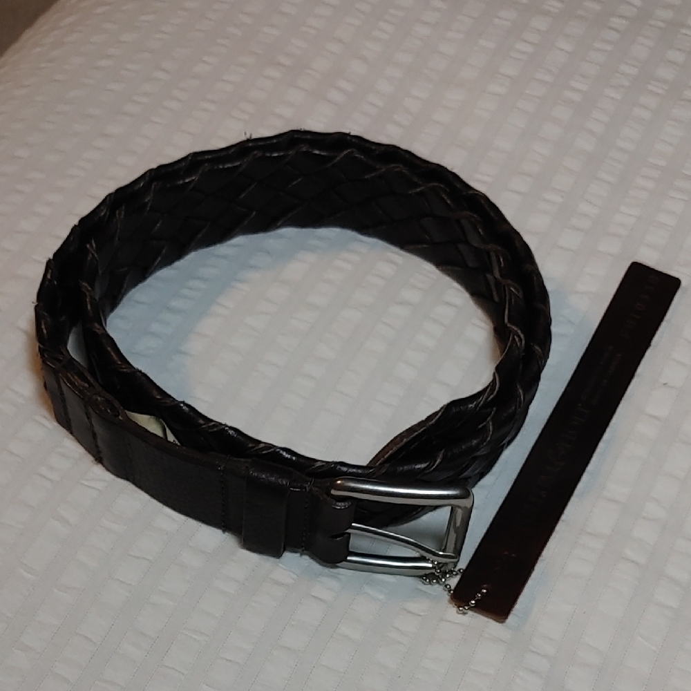 Nwt Fullum & Holt Braided Leather Belt With Solid Brass Buckle Size 32